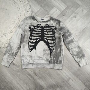 Earthbound Women's Size Medium Sweater Ribs Skeleton Crewneck Goth Grunge